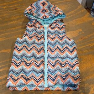 One Step Ahead Kids Chevron Puffer Vest - Orange, Blue, Black